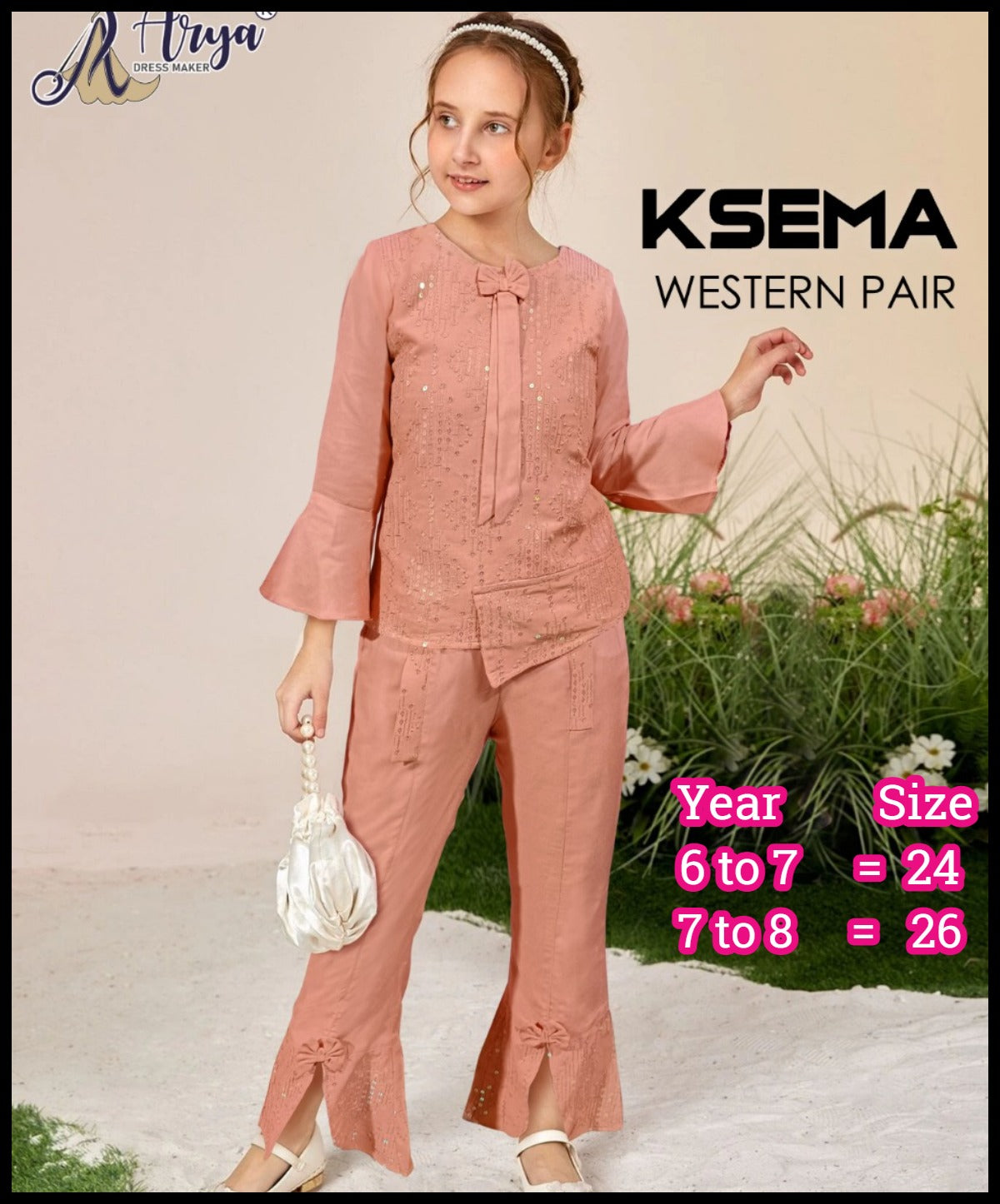 Ksema Peach Adm Girls Co-Ord Set