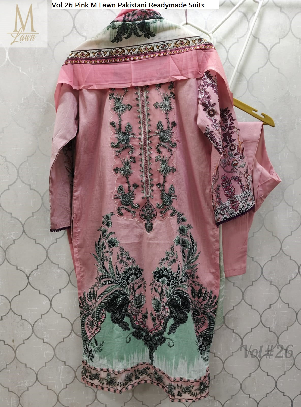 Vol 26 Pink M Lawn Pakistani Readymade Suits