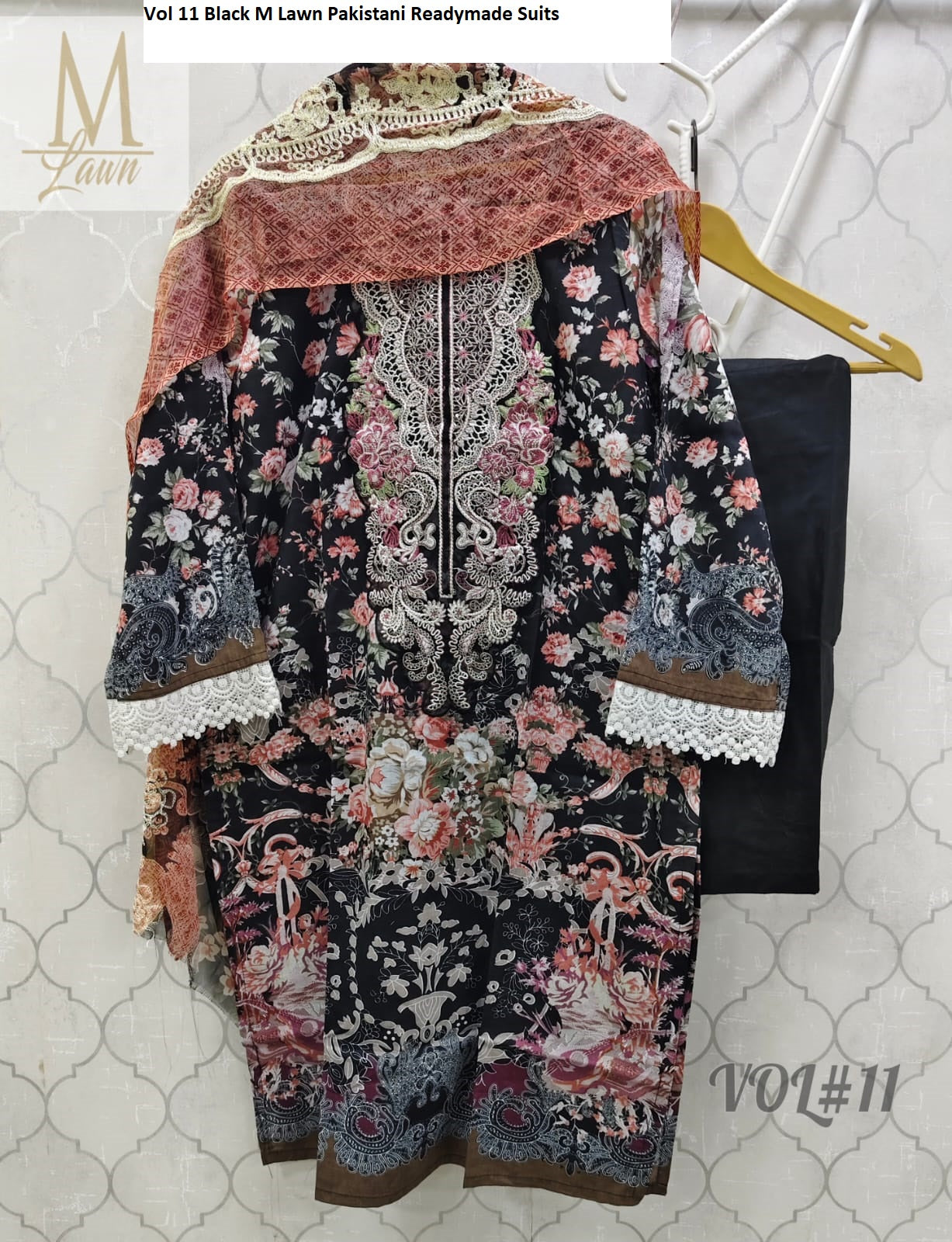 Vol 11 Black M Lawn Pakistani Readymade Suits
