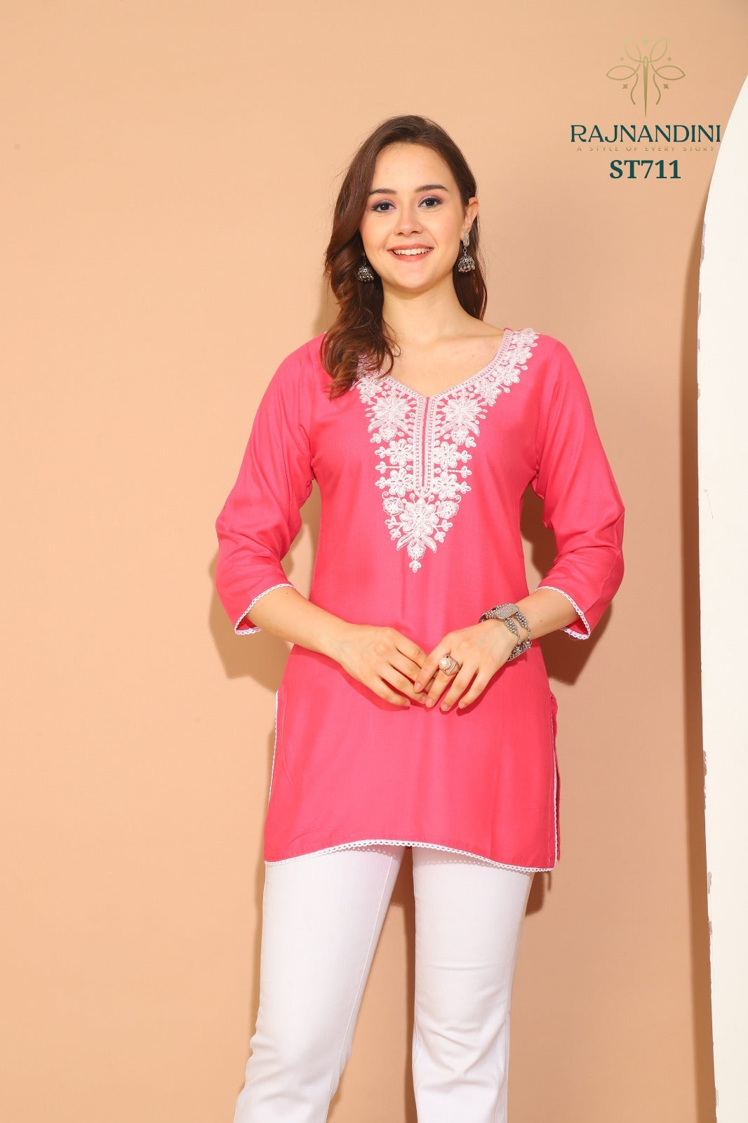 711 Saamya Rajnandini Embroidery Short Kurti