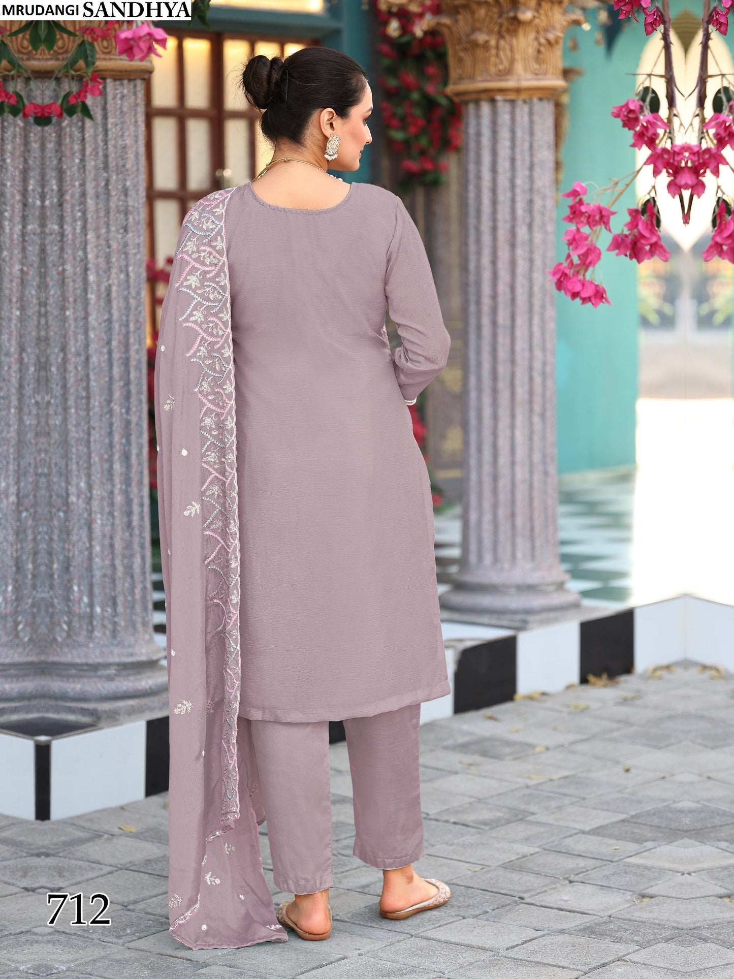 712 Sandhya Mrudangi Chinon Silk Readymade Suits