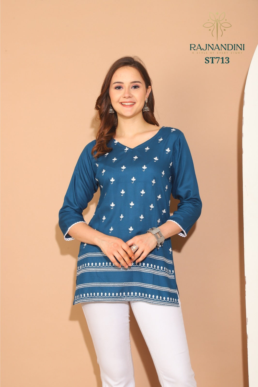 713 Saamya Rajnandini Embroidery Short Kurti