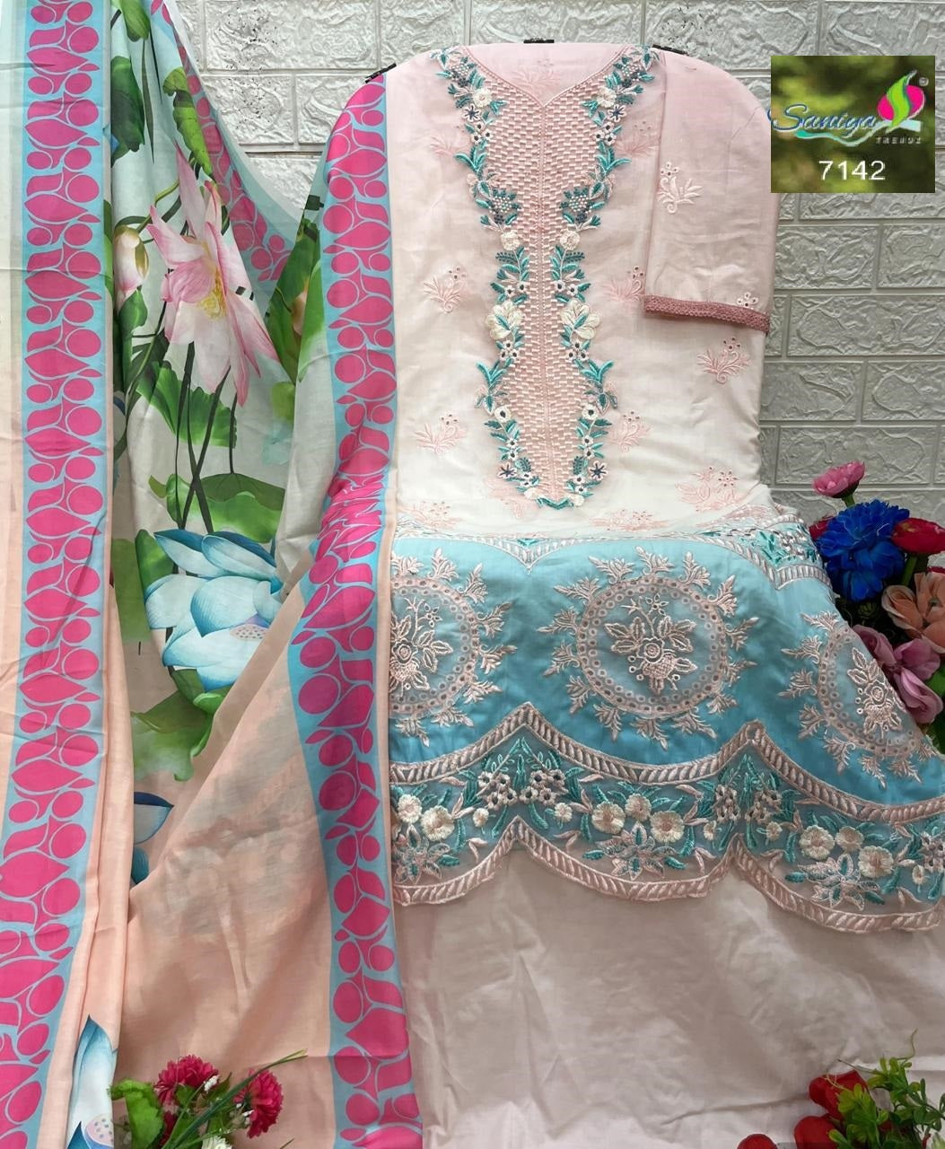 7142 Saniya Trendz Embroidery Pakistani Salwar Suits