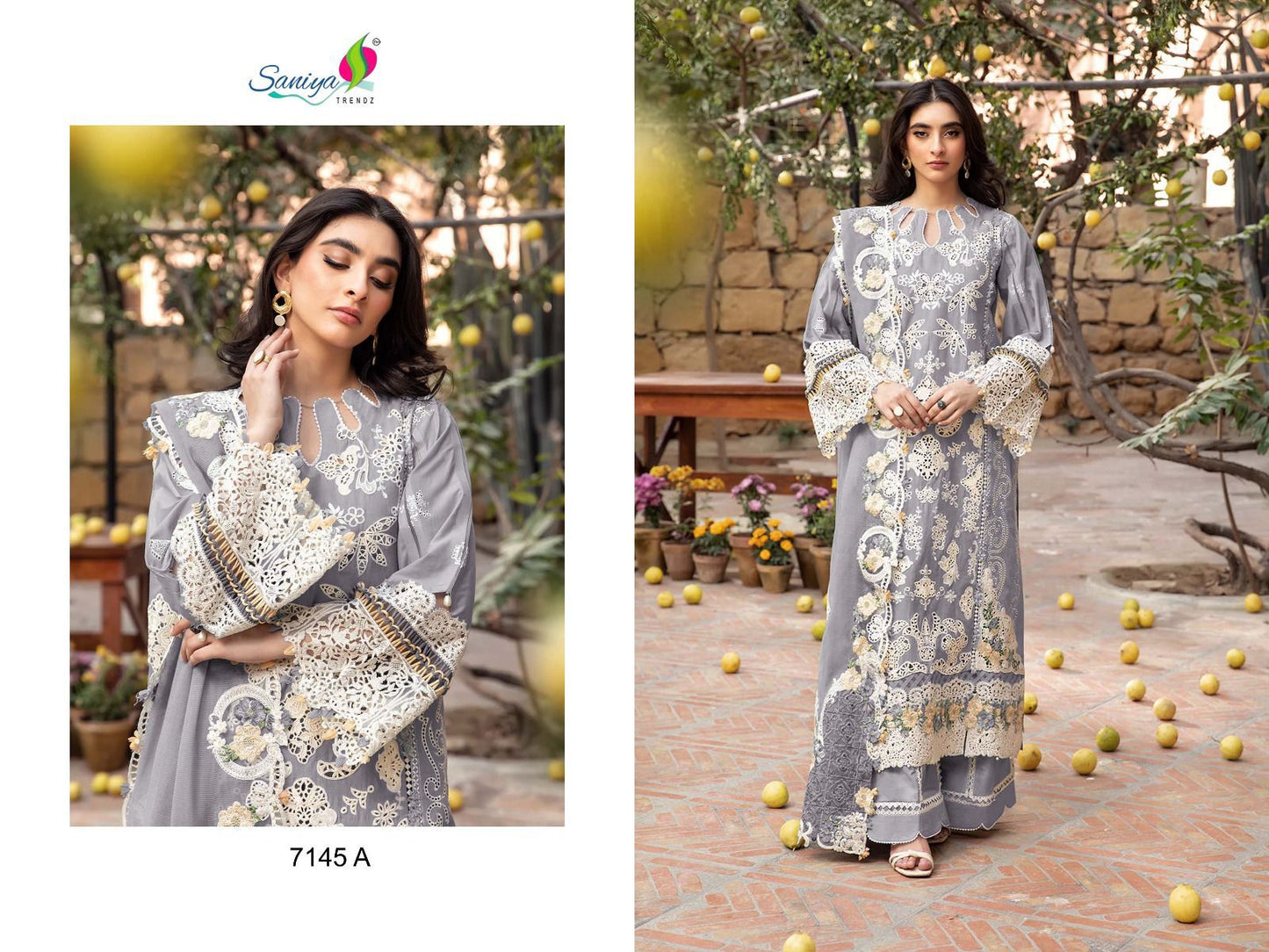 7145 A Saniya Trendz Embroidered Pakistani Salwar Suits