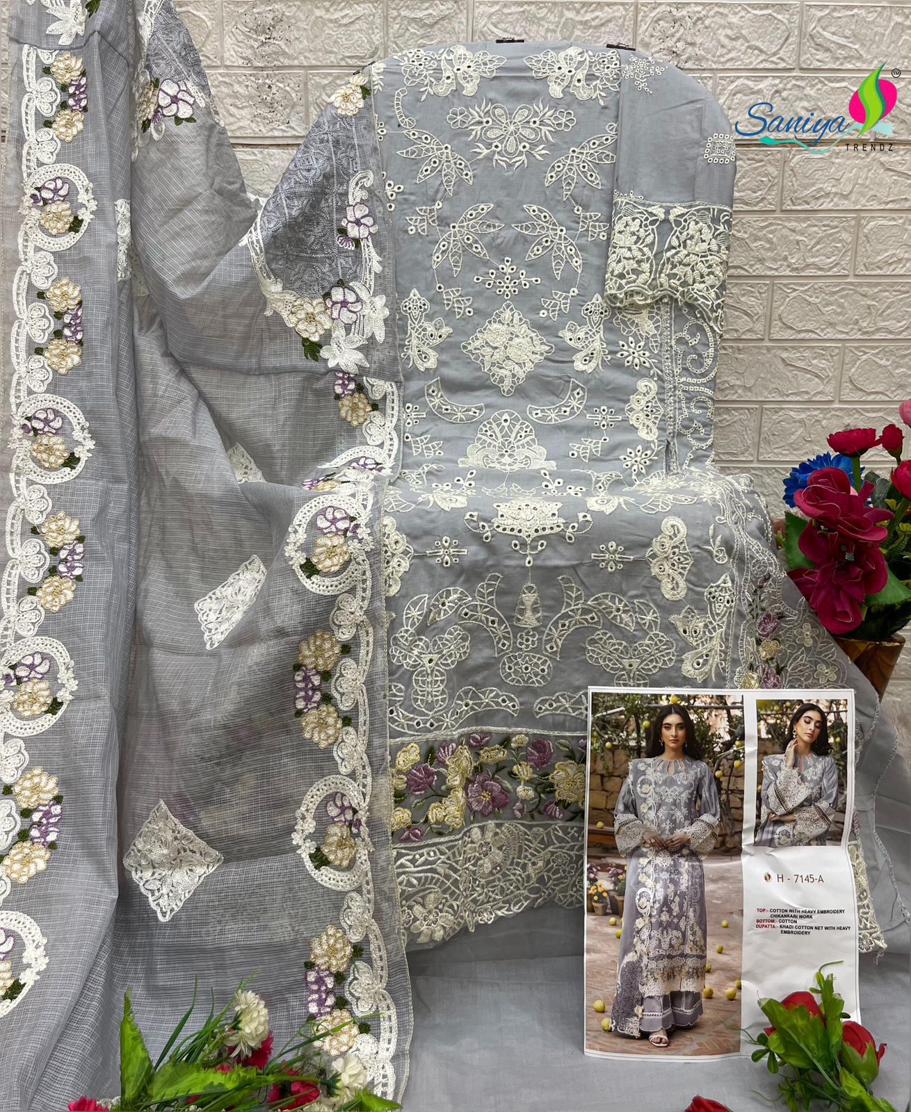 7145 A Saniya Trendz Embroidered Pakistani Salwar Suits