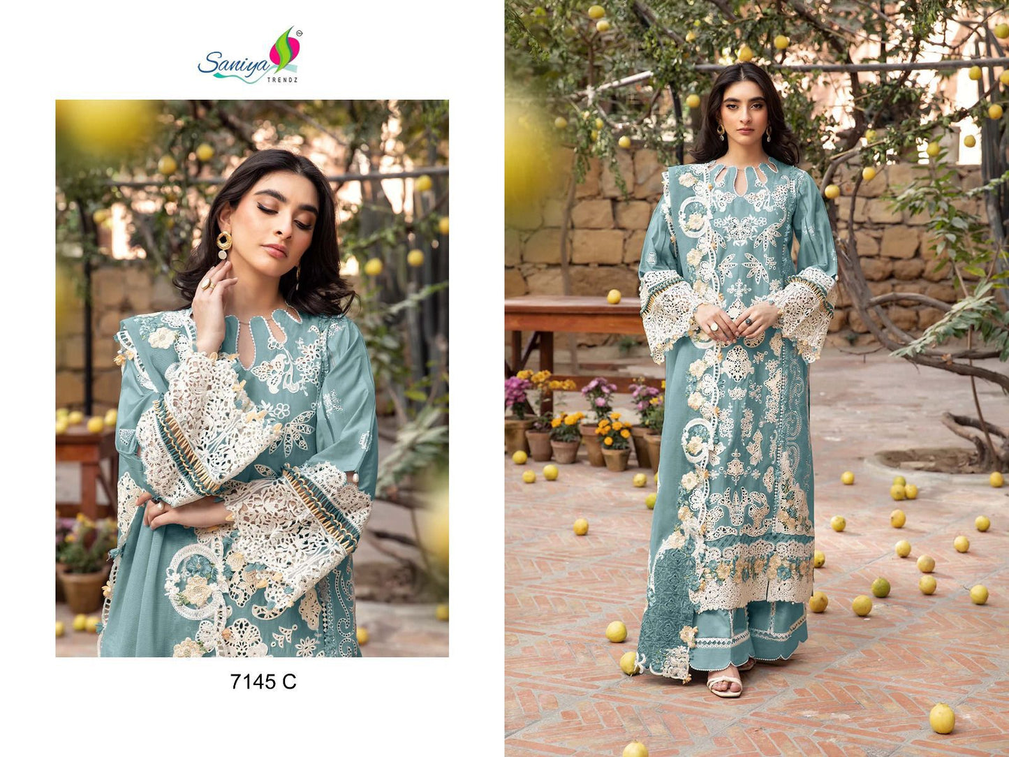 7145 C Saniya Trendz Embroidered Pakistani Salwar Suits
