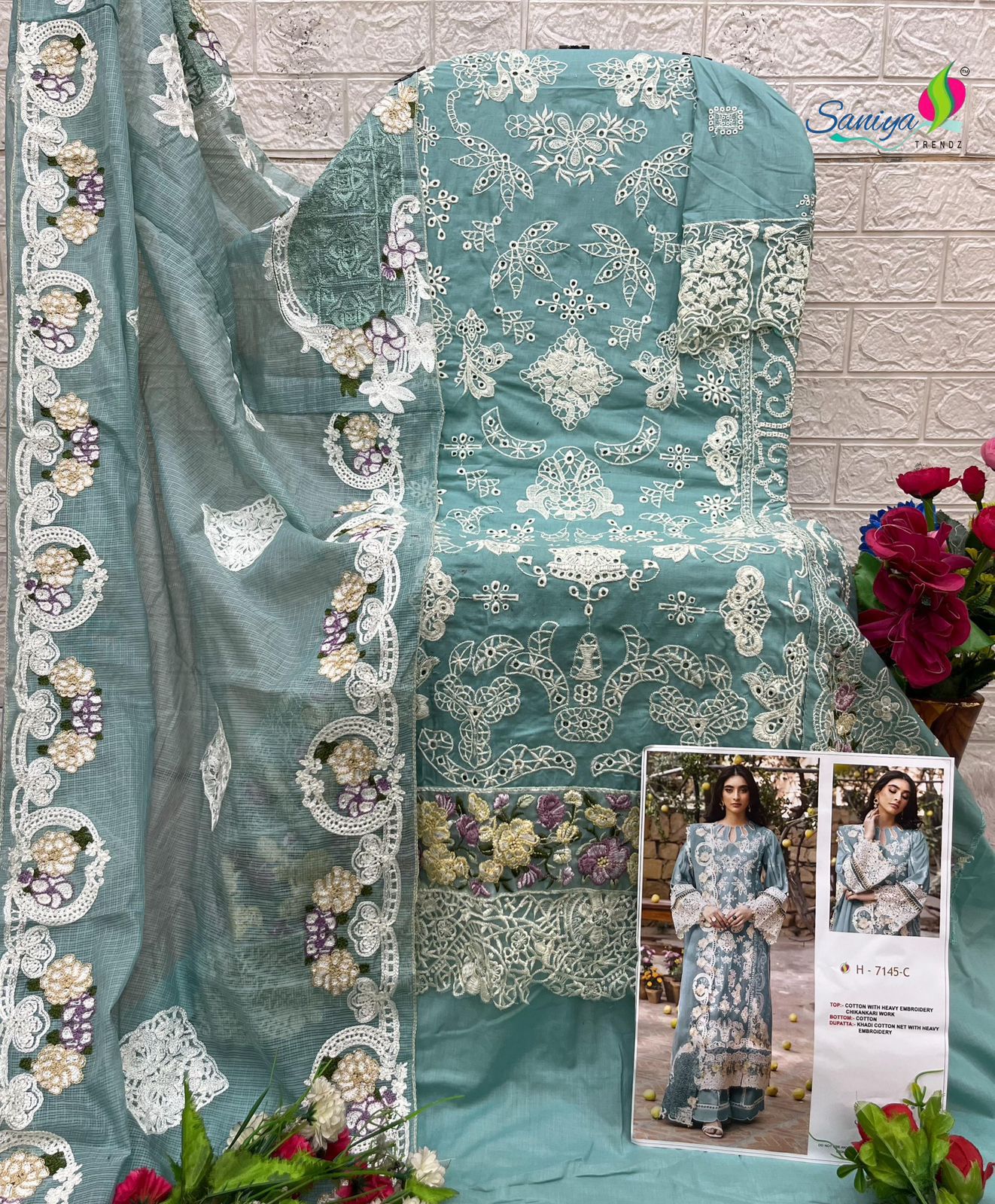 7145 C Saniya Trendz Embroidered Pakistani Salwar Suits