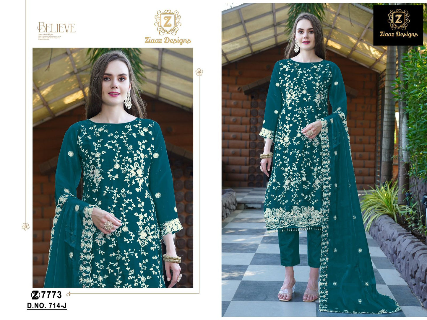 714J Ziaaz Designs Jarkan Pakistani Salwar Suits