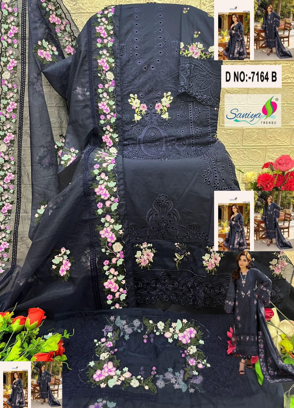 7164 B Saniya Trendz Embroidered Pakistani Salwar Suits