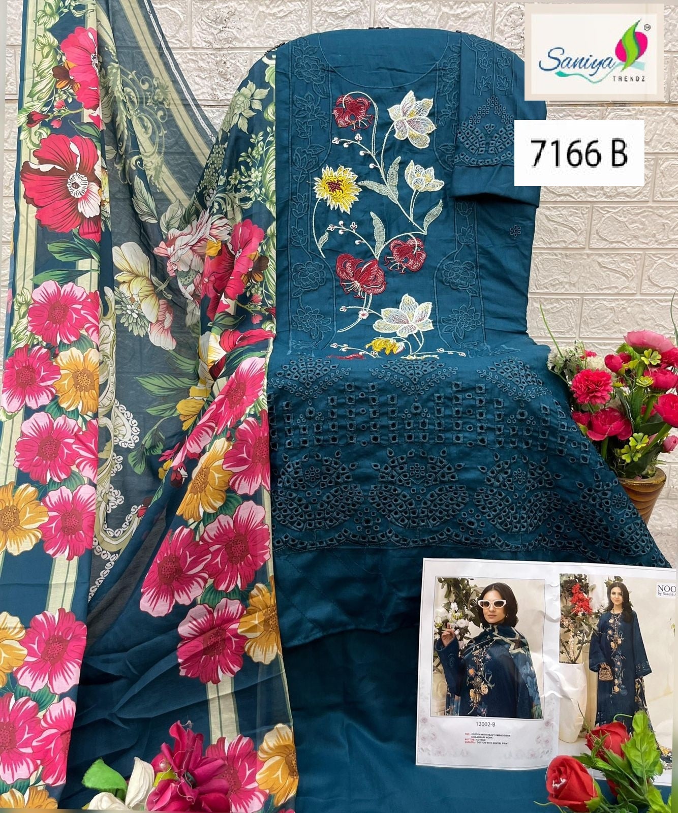 7166 B Saniya Trendz Embroidered Pakistani Salwar Suits