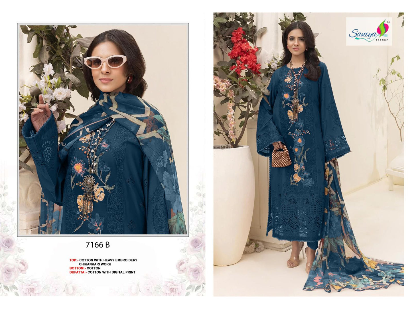 7166 B Saniya Trendz Embroidered Pakistani Salwar Suits