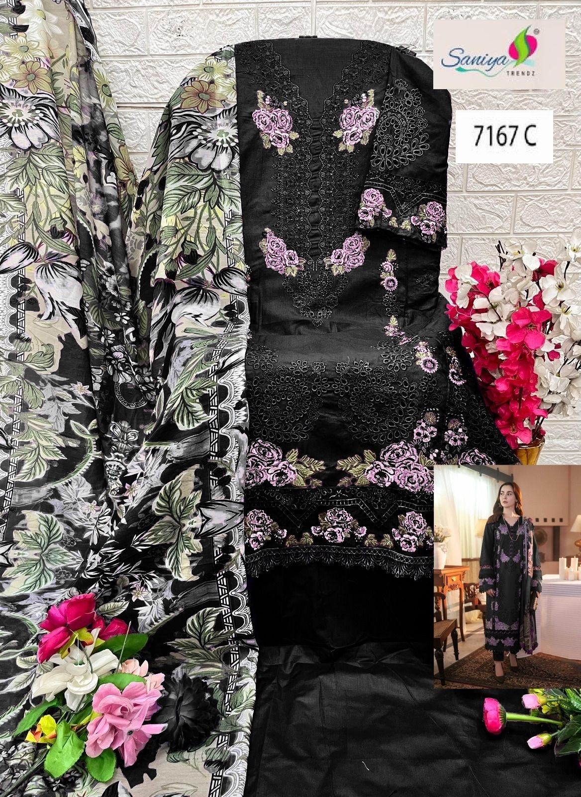 7167 C Saniya Trendz Embroidered Pakistani Salwar Suits