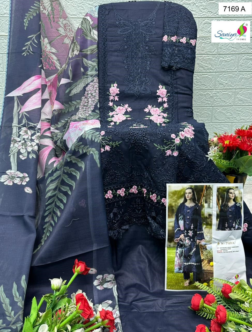 7169-A Saniya Trendz Cotton Pakistani Salwar Suits