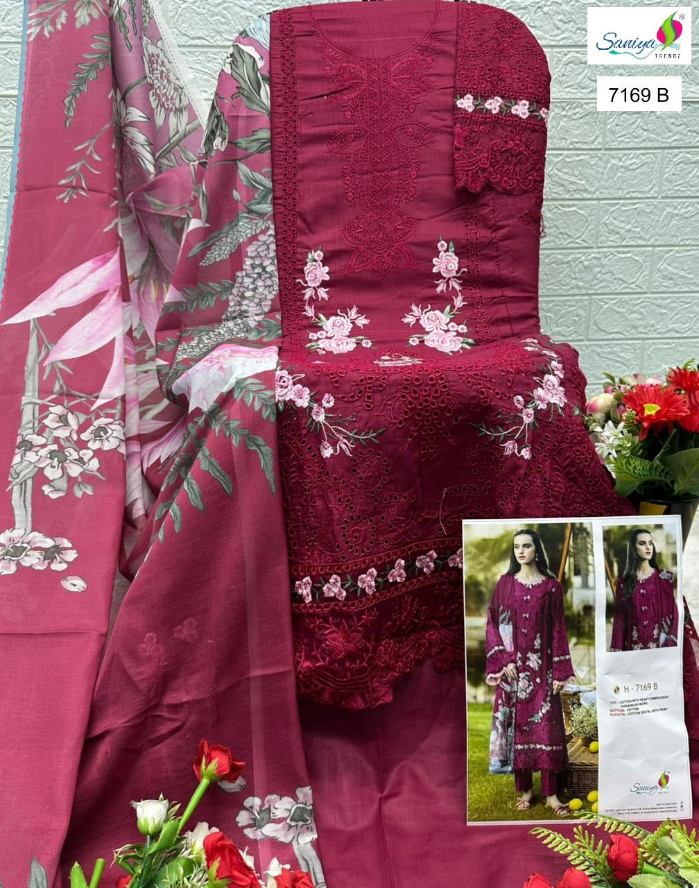 7169-B Saniya Trendz Cotton Pakistani Salwar Suits