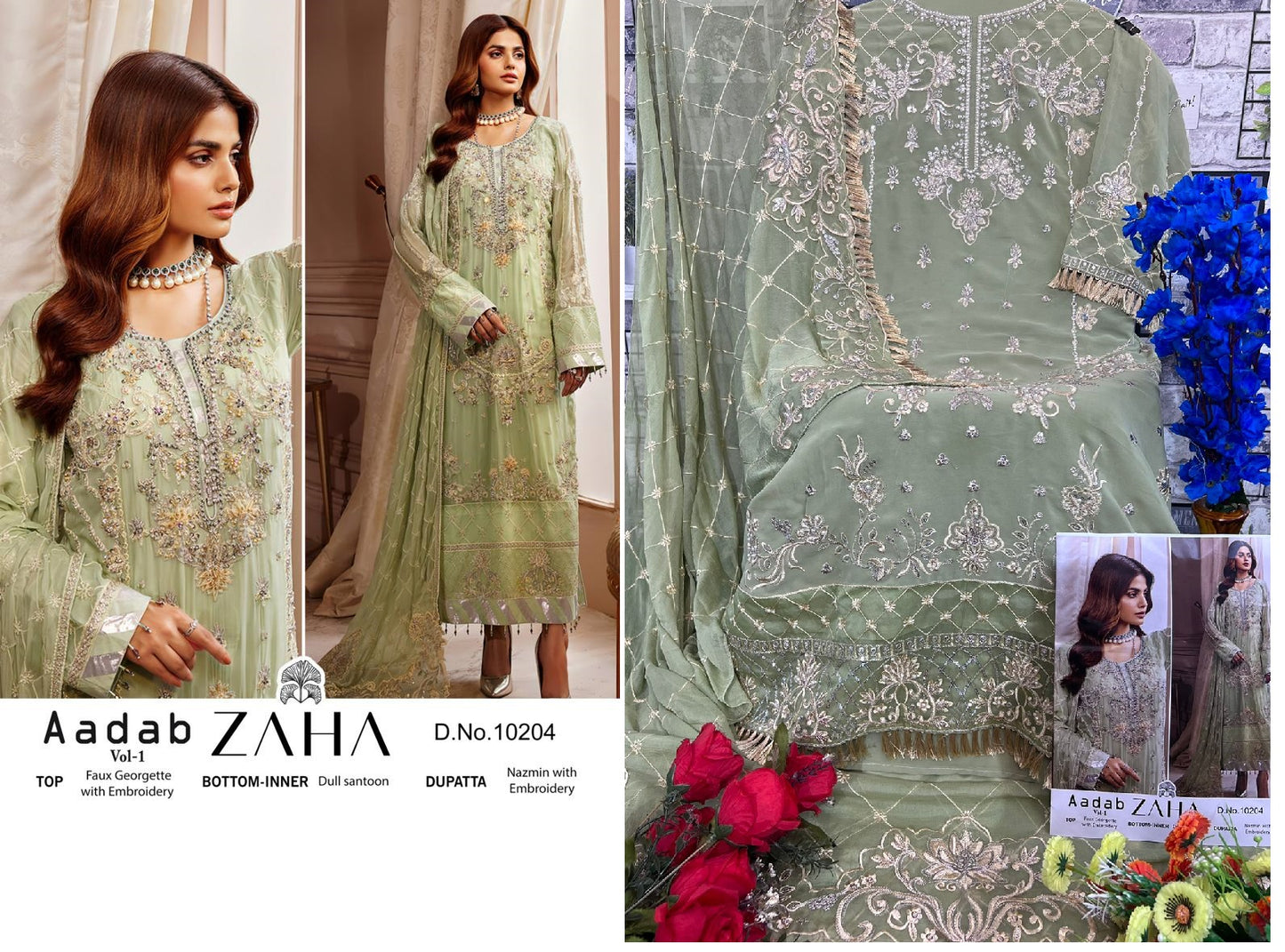 10204 Aadab Vol 1 Zaha Pakistani Salwar Suits