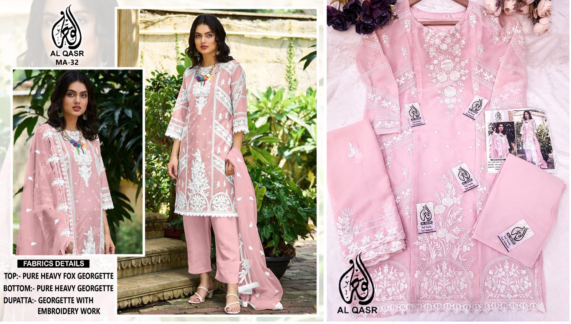 Ma-32Peach Al Qasr Pakistani Readymade Suits