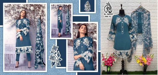 Ma-71Blue Al Qasr Pakistani Readymade Suits
