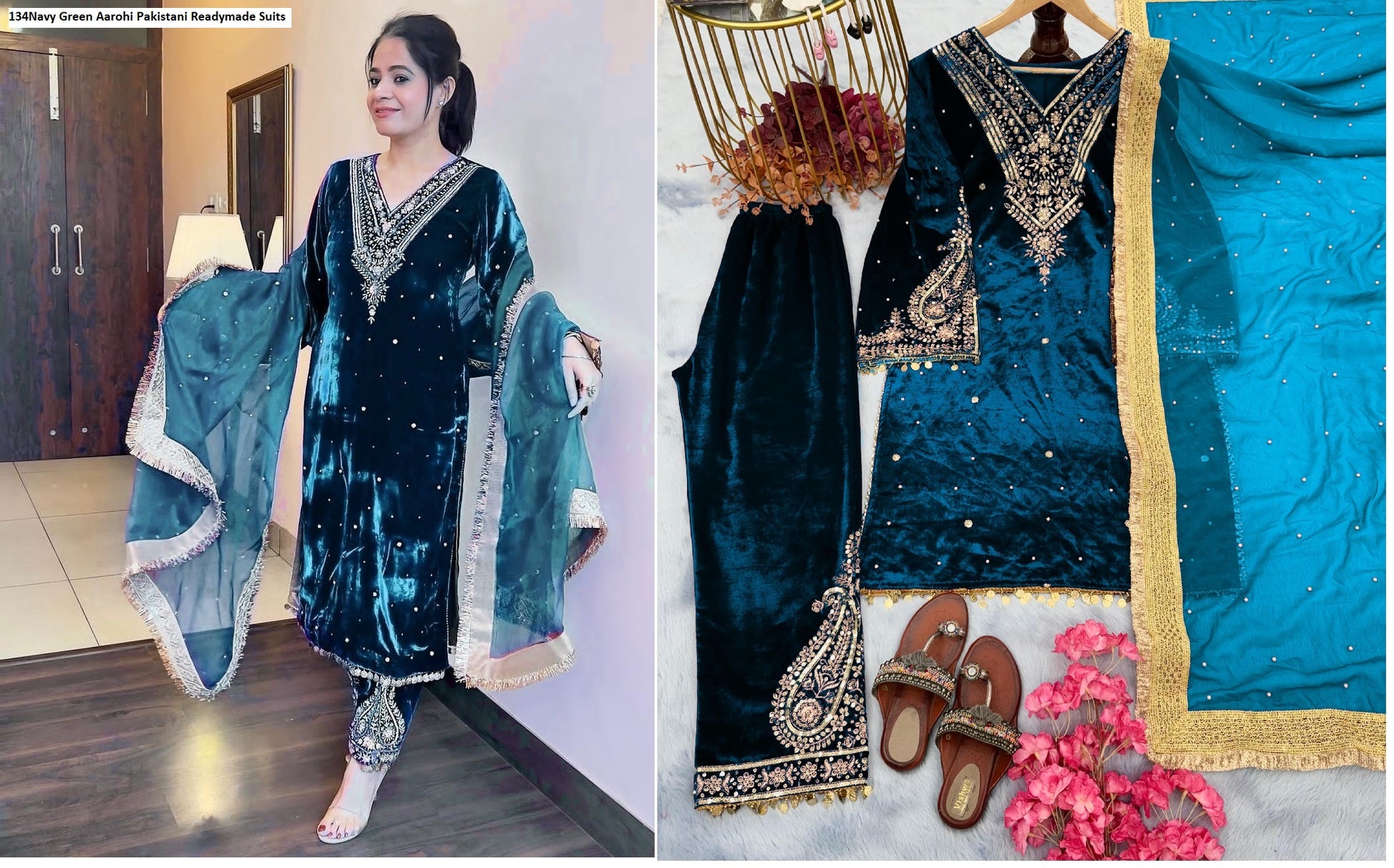 134Navy Green Aarohi Pakistani Readymade Suits