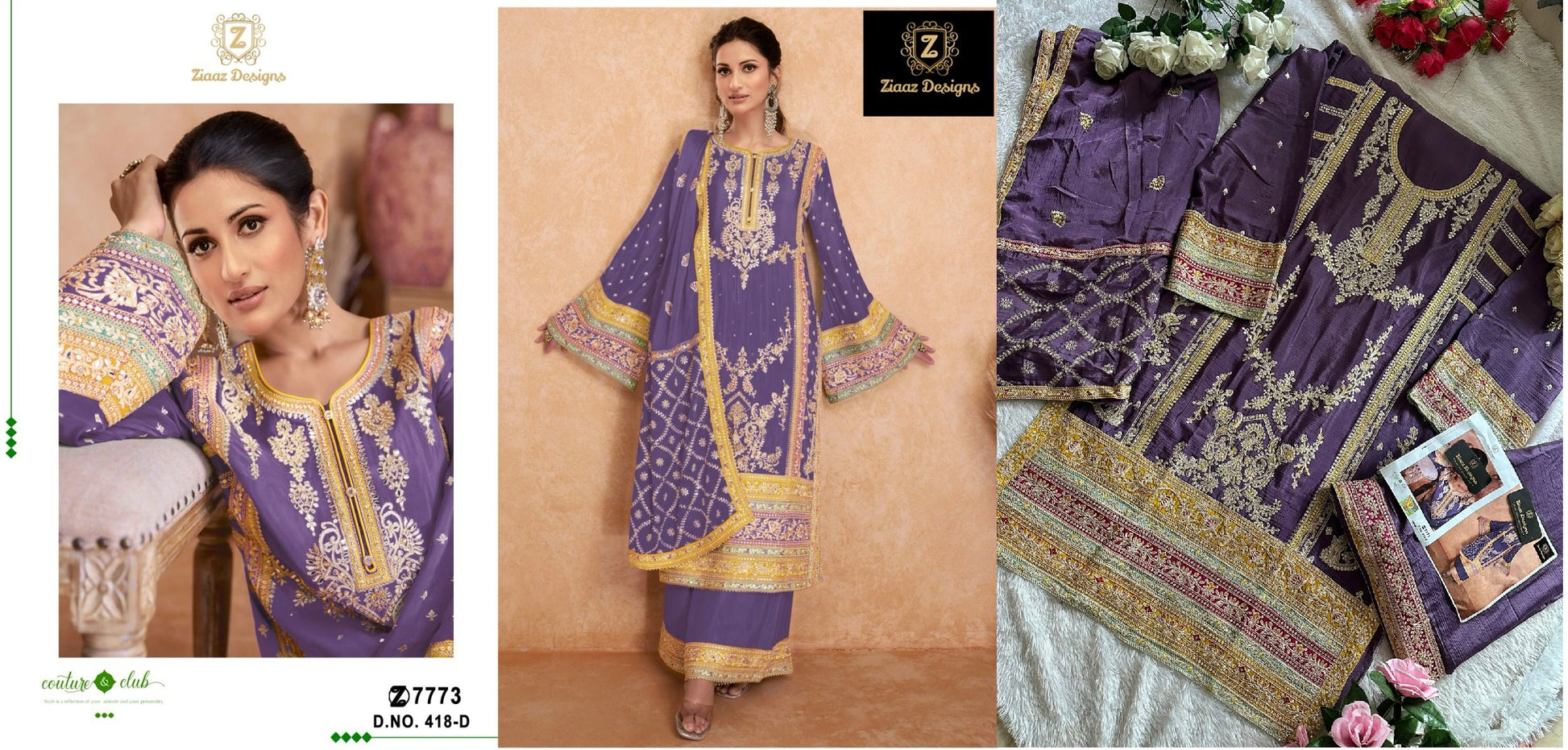 418D Ziaaz Designs Pakistani Readymade Suits