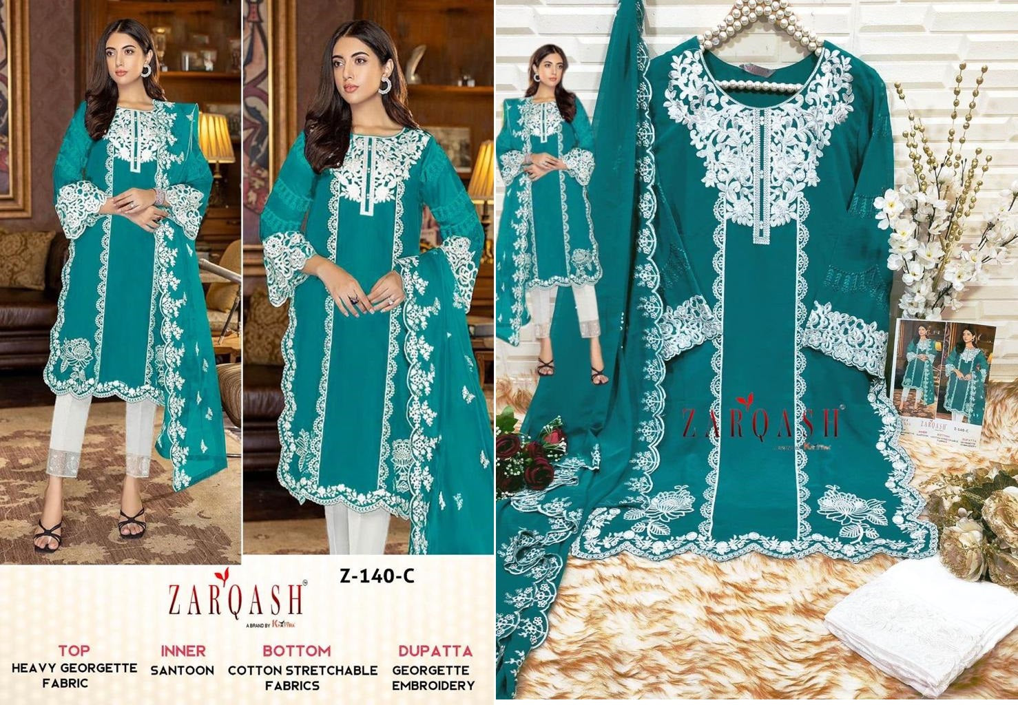 Z-140C Zarqash Pakistani Readymade Suits