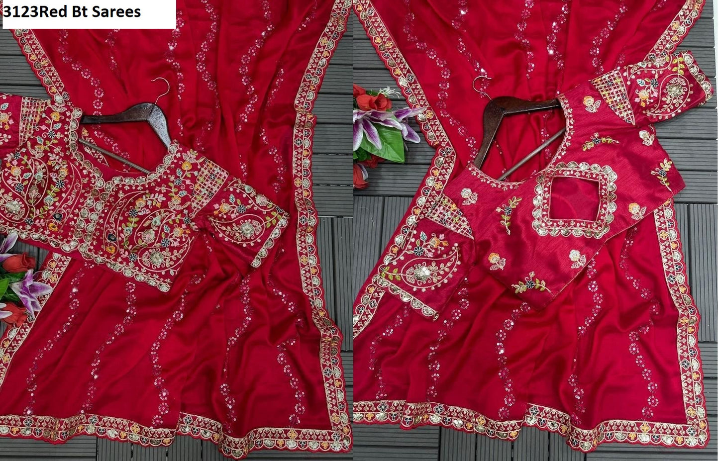 3123Red Bt Sarees