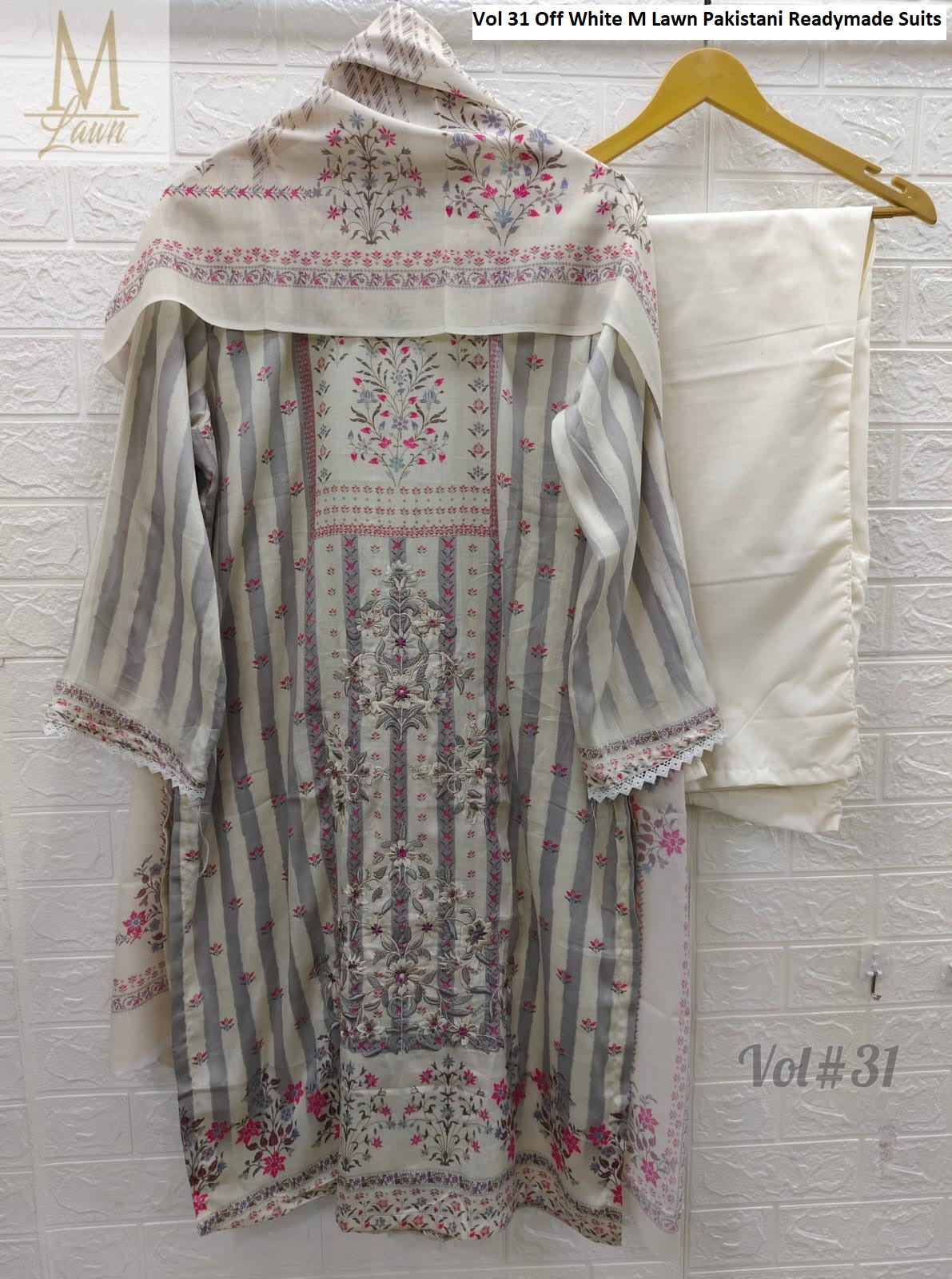 Vol 31 Off White M Lawn Pakistani Readymade Suits