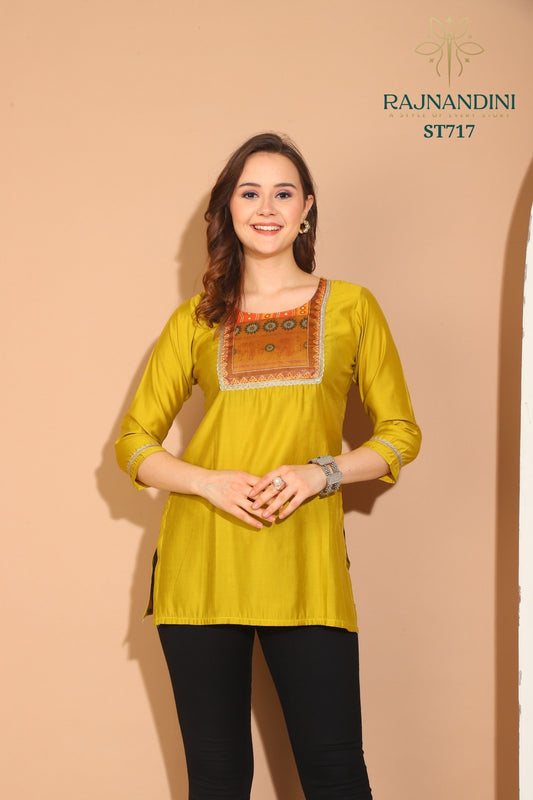 717 Kiara Rajnandini Roman Silk Short Kurti