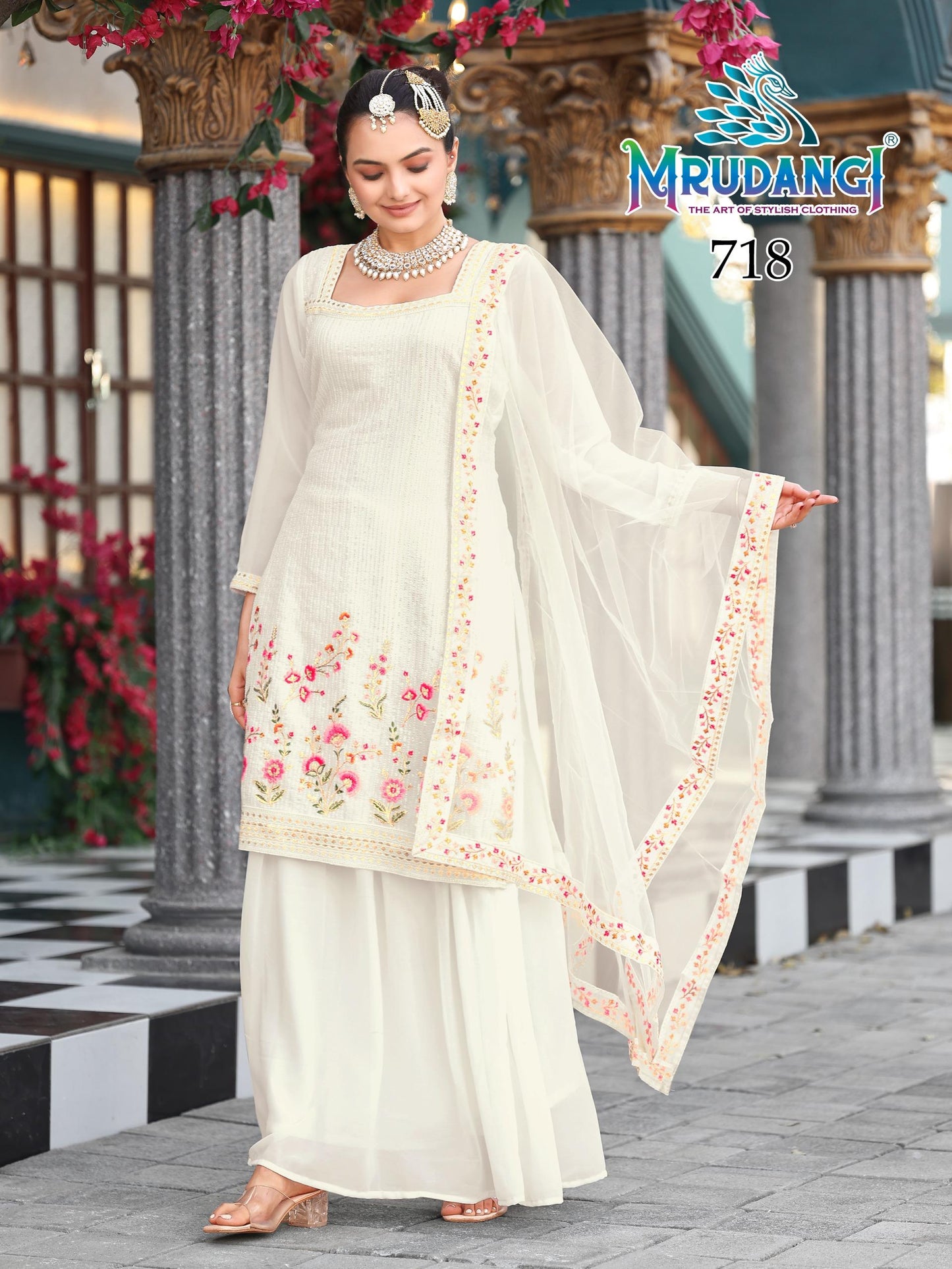 718 Aarohi Mrudangi Georgette Readymade Suits