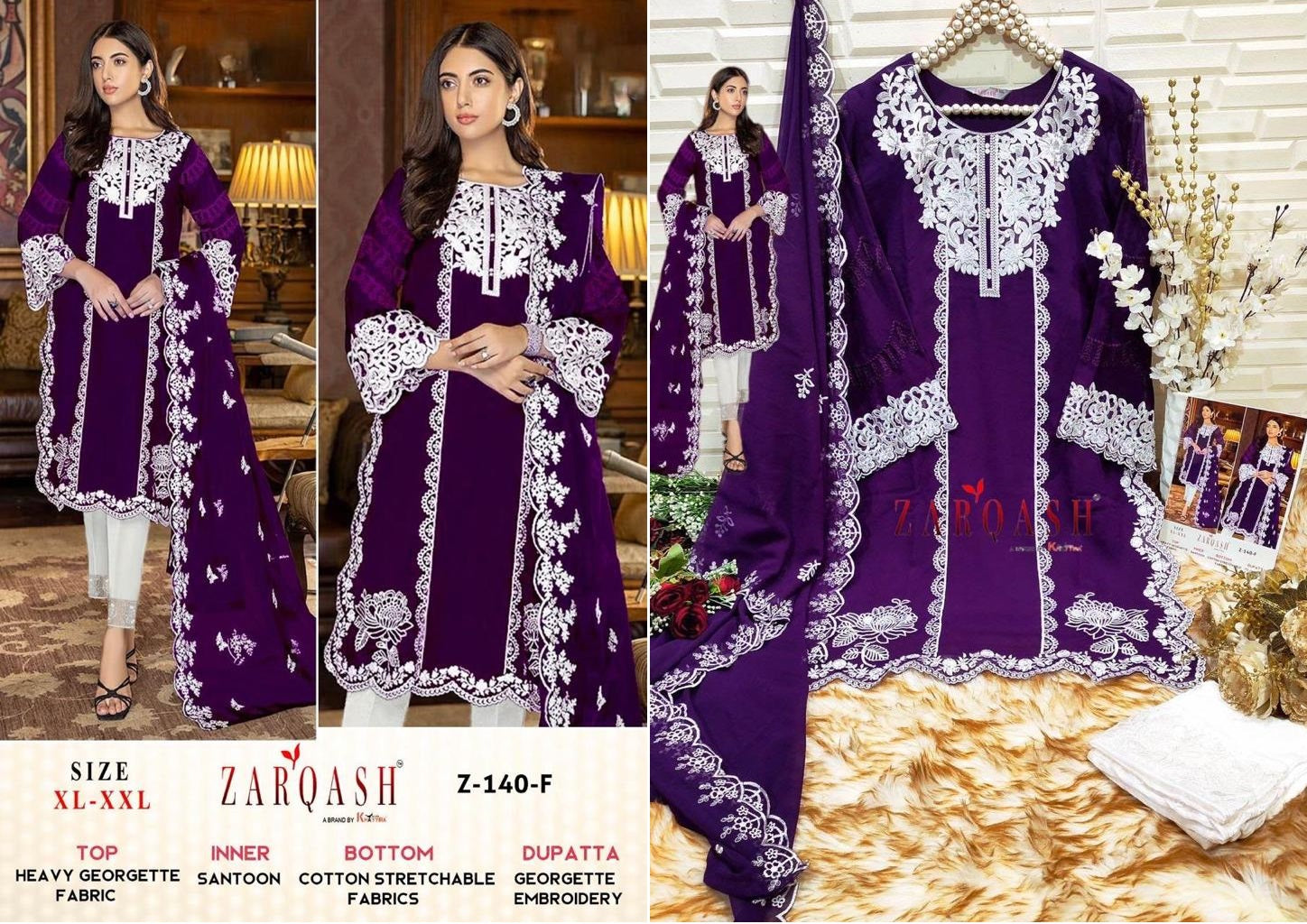 Z-140F Zarqash Pakistani Readymade Suits