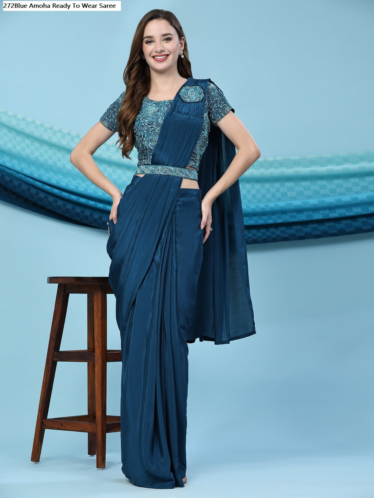 272Blue Amoha Ready To Wear Saree