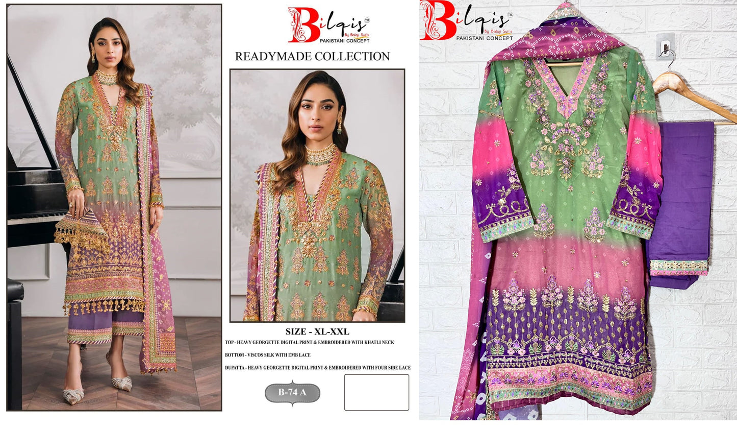 B-74A Bilqis Pakistani Readymade Suits