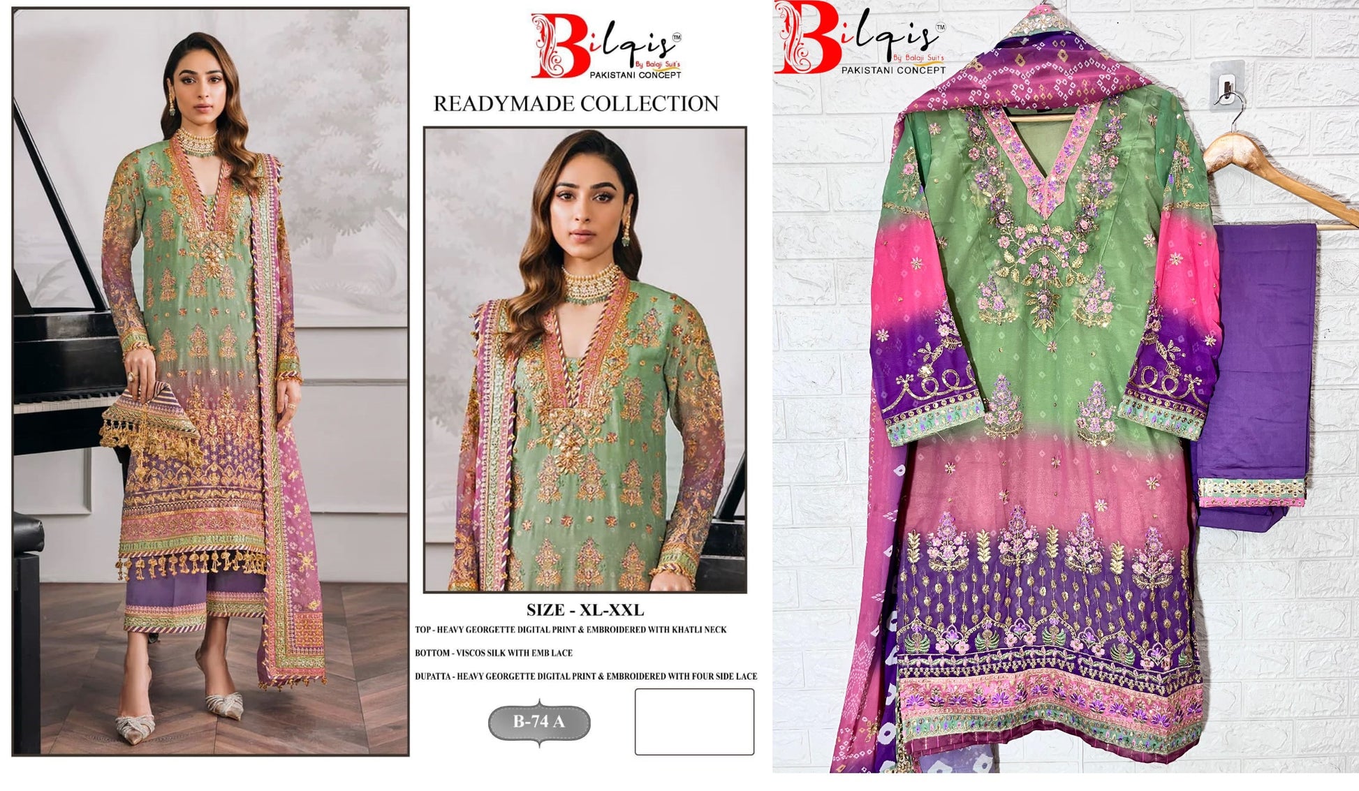 B-74A Bilqis Pakistani Readymade Suits