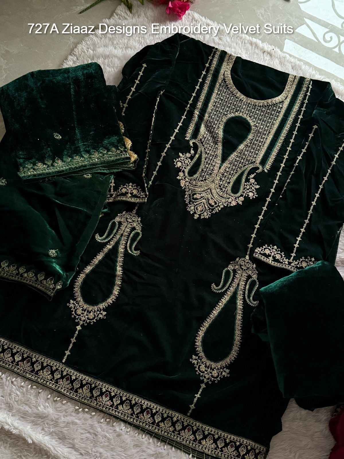 727A Ziaaz Designs Embroidery Velvet Suits