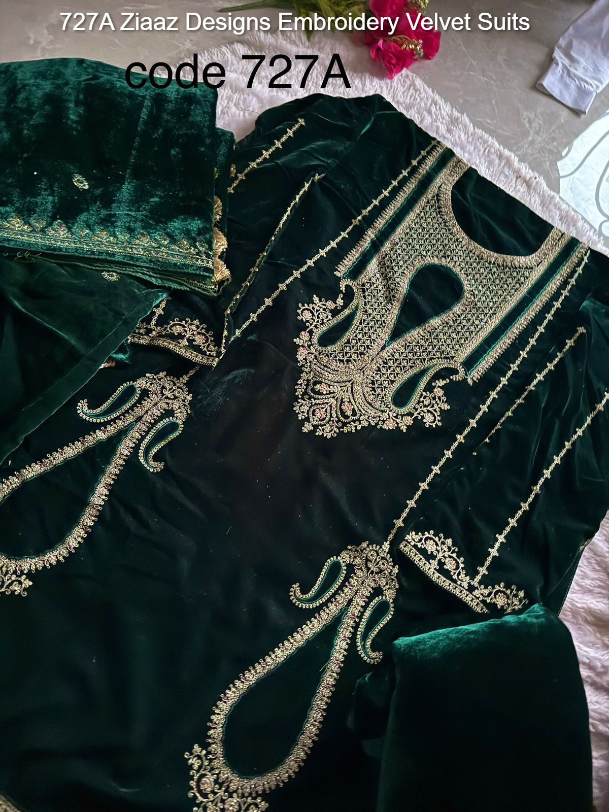 727A Ziaaz Designs Embroidery Velvet Suits