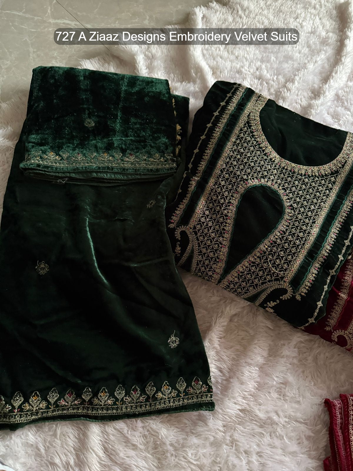 727 A Ziaaz Designs Embroidery Velvet Suits