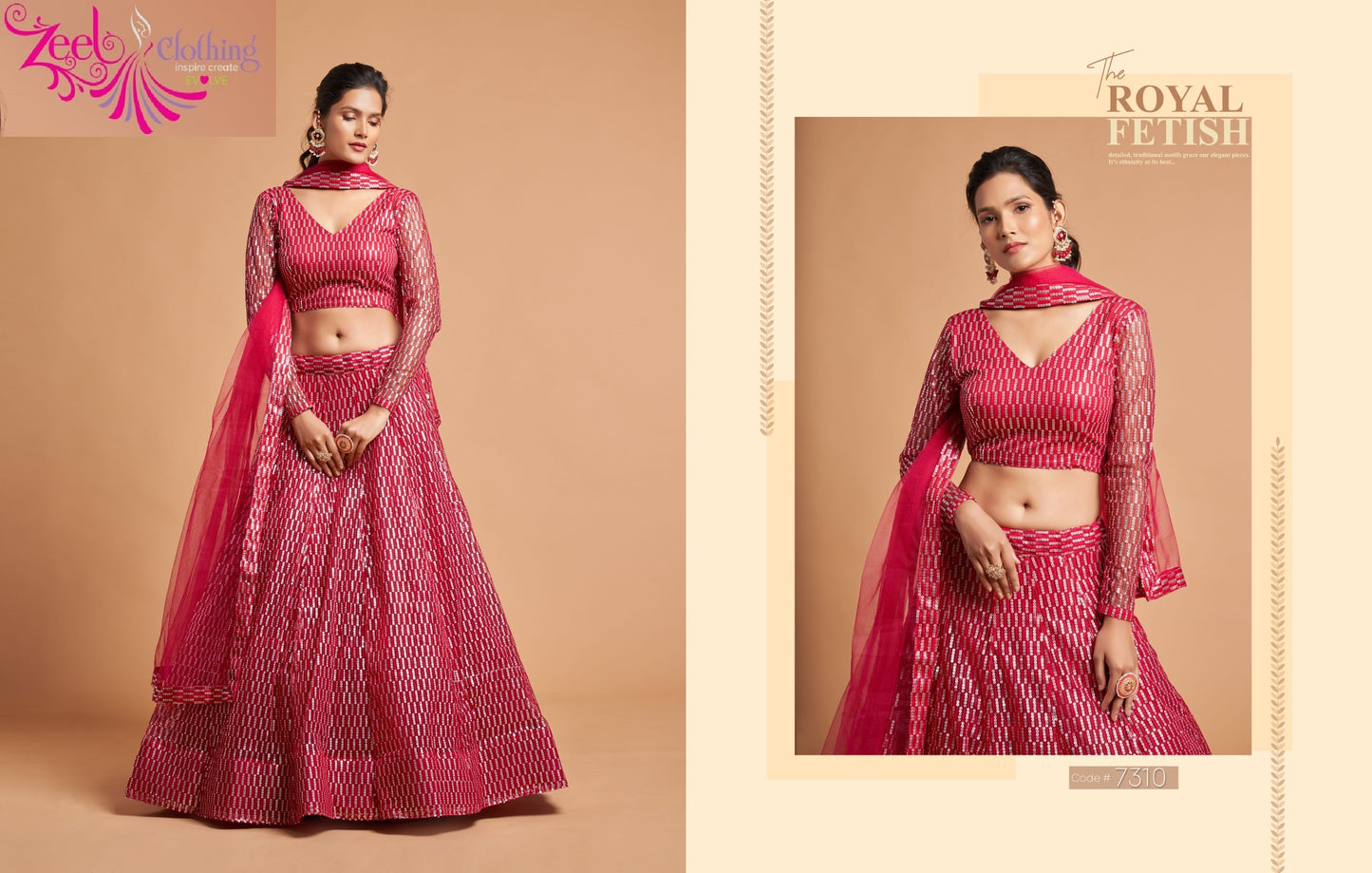 7310 Hot Pink Neo Romantic Vol-2 Zeel Soft Net Lehenga Choli