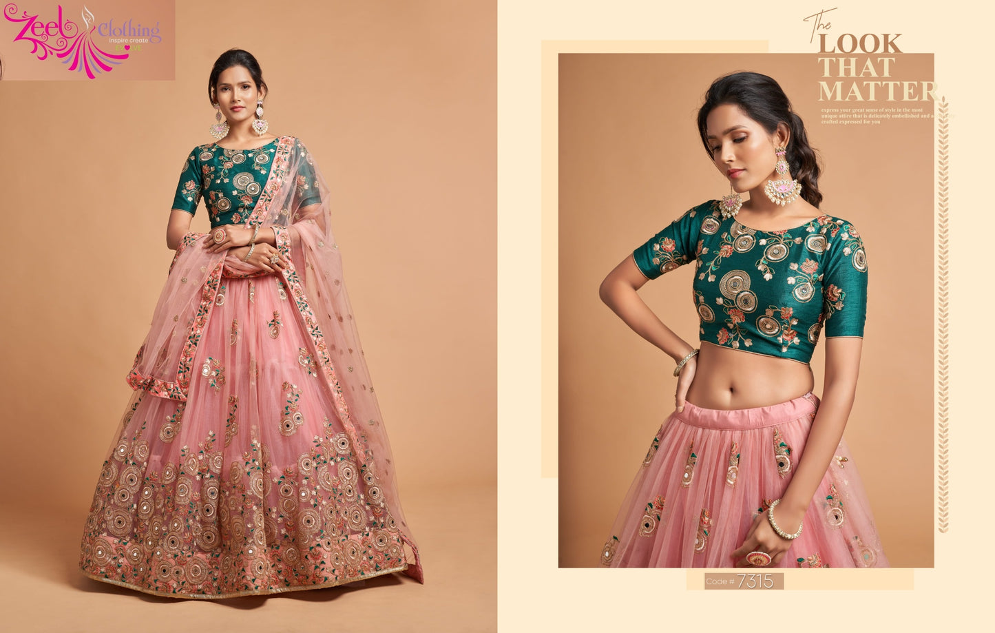 7315 Peach Neo Romantic Vol-2 Zeel Soft Net Lehenga Choli