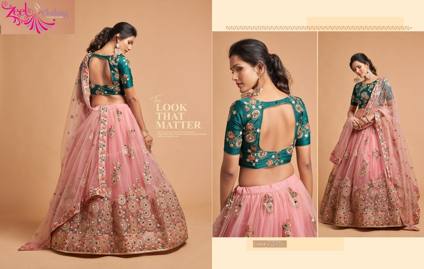 7315 Peach Neo Romantic Vol-2 Zeel Soft Net Lehenga Choli