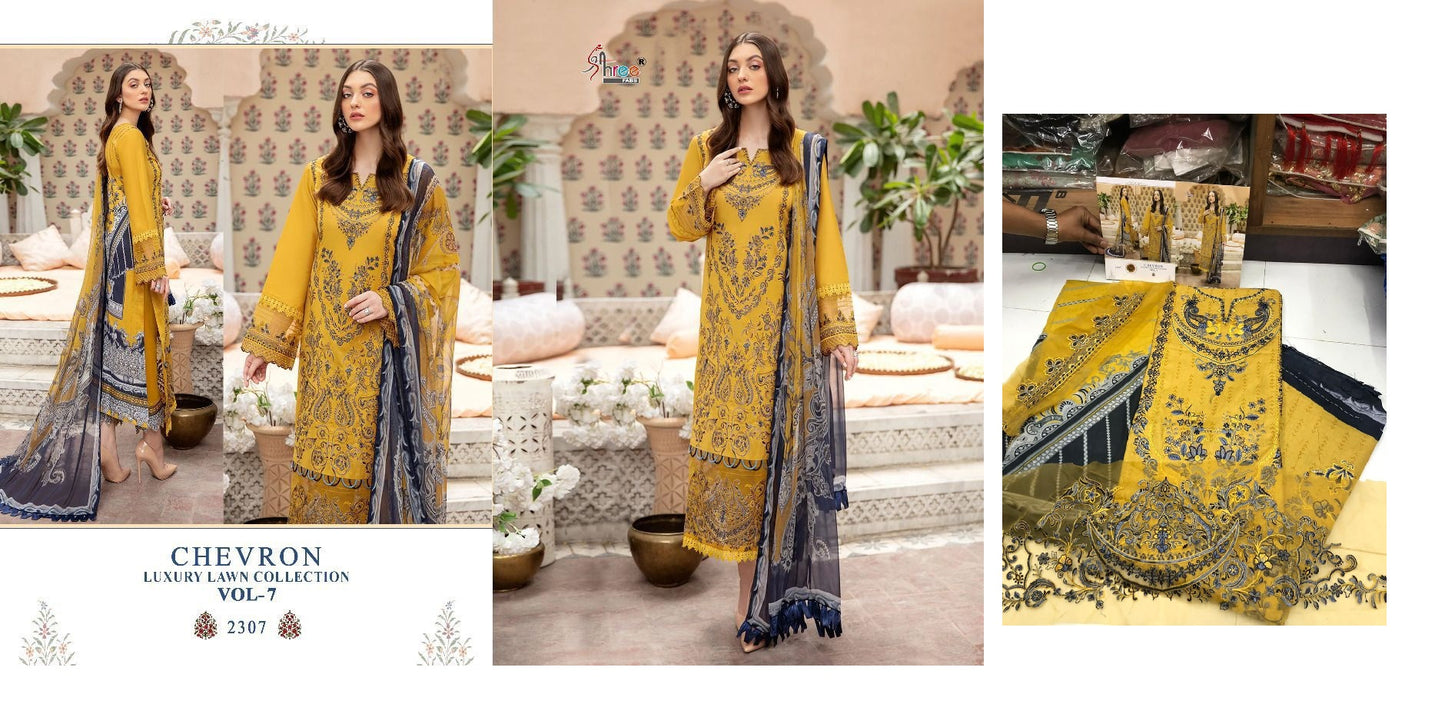 2307 Chevron Luxury Lawn Collection Vol 7 Shree Fabs Pakistani Salwar Suits