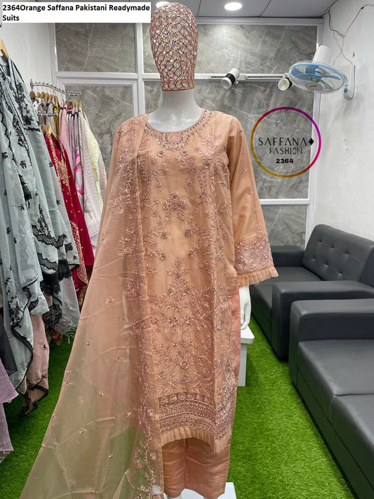 2364Orange Saffana Pakistani Readymade Suits