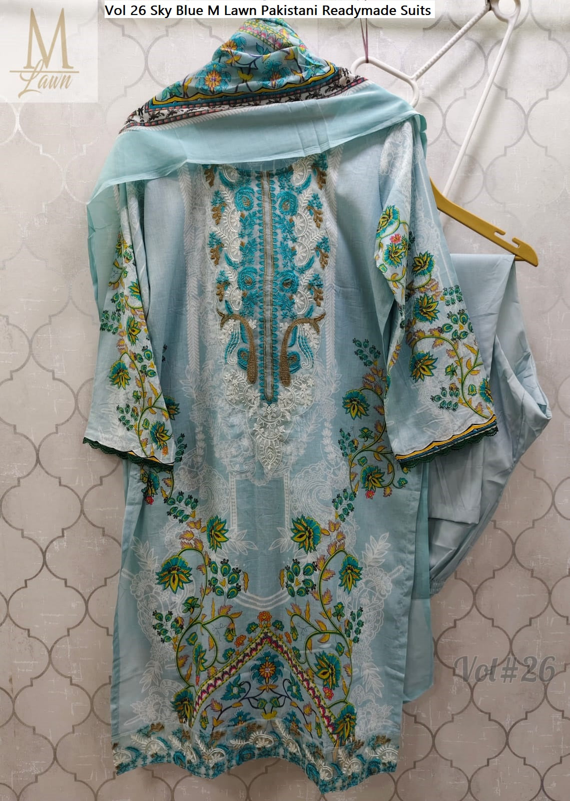 Vol 26 Sky Blue M Lawn Pakistani Readymade Suits