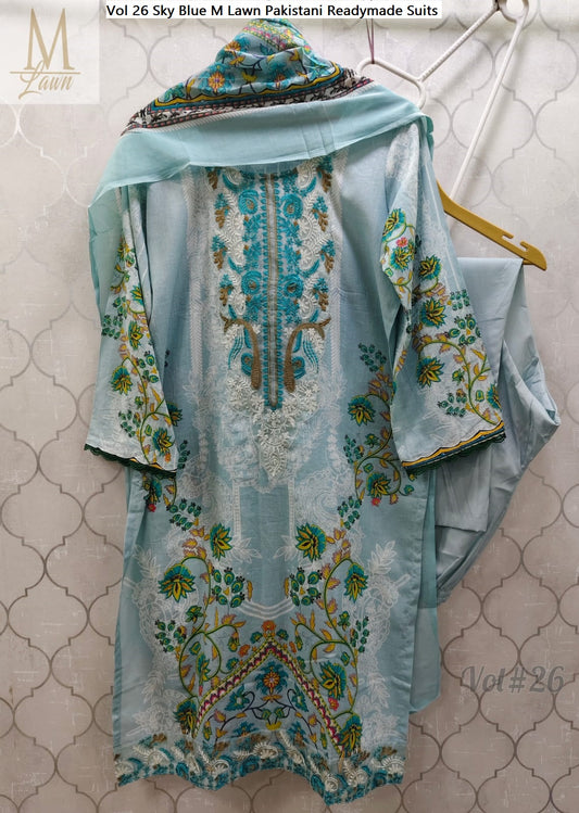 Vol 26 Sky Blue M Lawn Pakistani Readymade Suits