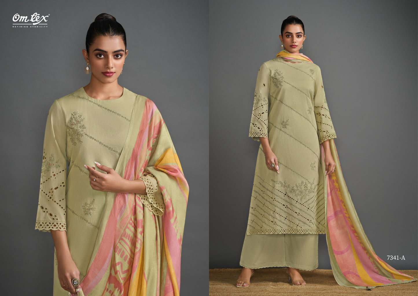 7341 Classic Fusion Omtex Lawn Cotton Unstitched Suits