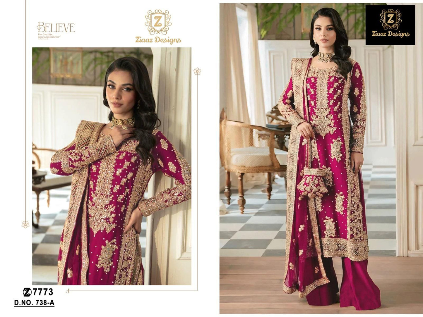 738A Ziaaz Designs Georgette Pakistani Salwar Suits