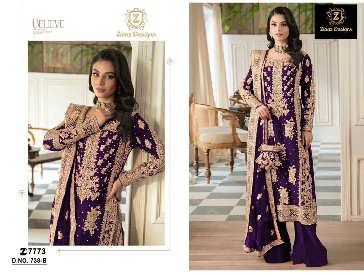 738B Ziaaz Designs Georgette Pakistani Salwar Suits