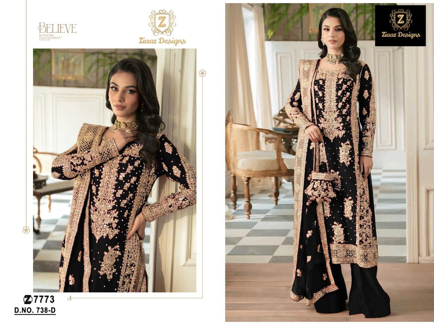 738D Ziaaz Designs Georgette Pakistani Salwar Suits