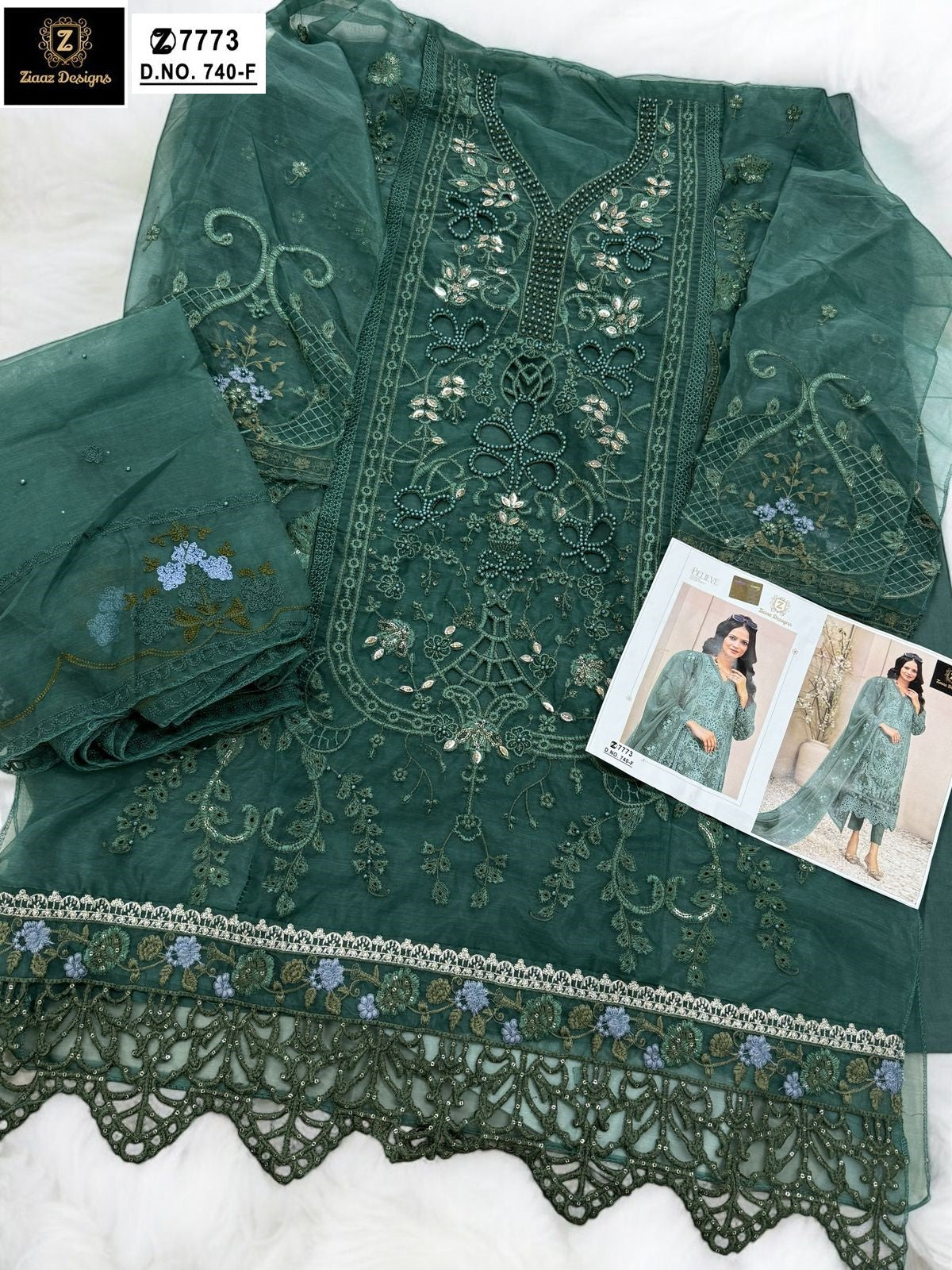 740F Ziaaz Designs Moti Work Pakistani Salwar Suits
