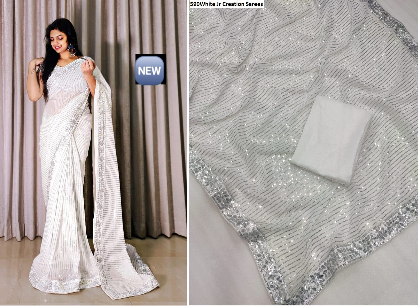 590White Jr Creation Sarees