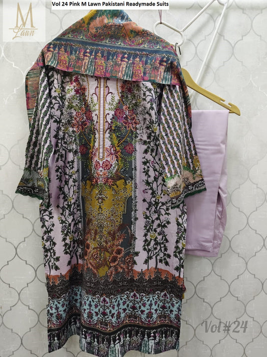 Vol 24 Pink M Lawn Pakistani Readymade Suits