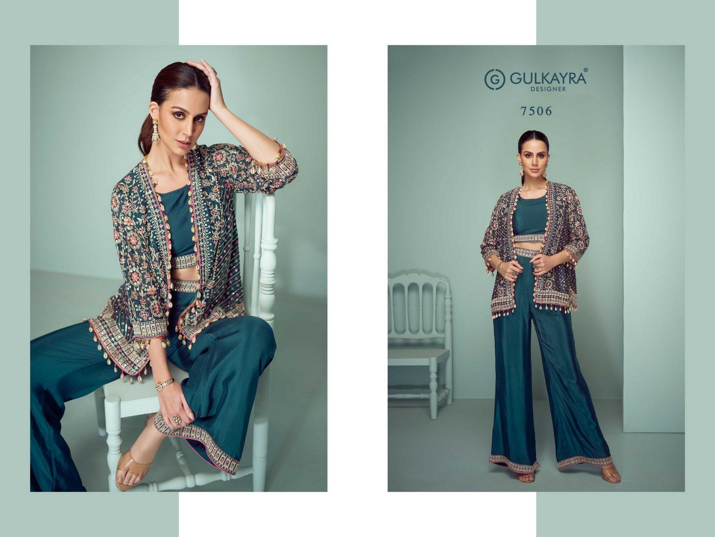 7506 Mariyam Gulkayra Designer Real Chinon Indowestern Co Ord Set